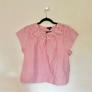 J. Crew Red and White Striped Blouse NWT